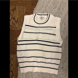 Madewell Women's Cream and Black Striped Sweater